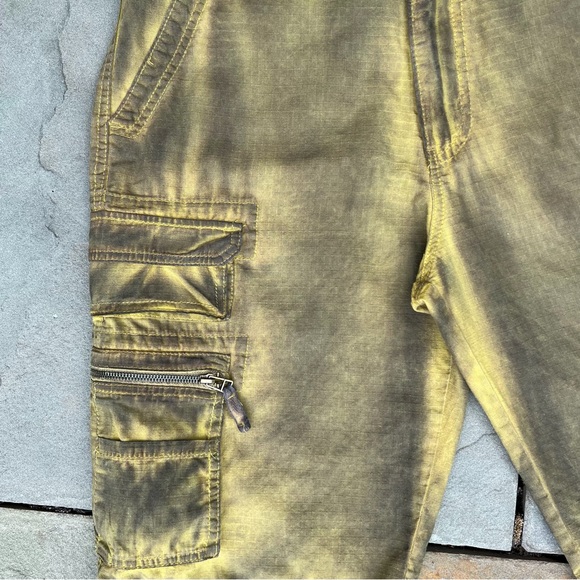 Reworked Y2K Slime Yellow Gorpcore Utility Ripstop Cargo Shorts Upcycled - Picture 3 of 8